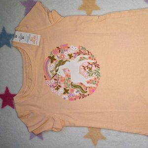 NEW baby/toddler girl peach floral unicorn shirt, 18 month,  jumping bea k-213
